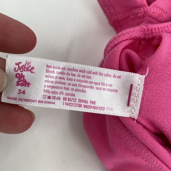 Justice oh so soft 34 Sports Bra Training Black Palm Print Pink - Picture 7 of 8